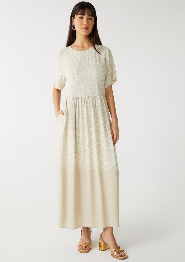 221101104 1023 080 t shirt dress barrado onca bicolor areia