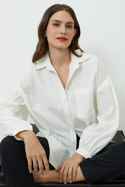 CAMISA AMPLA MANGA VOLUMOSA SHOULDER OFF WHITE