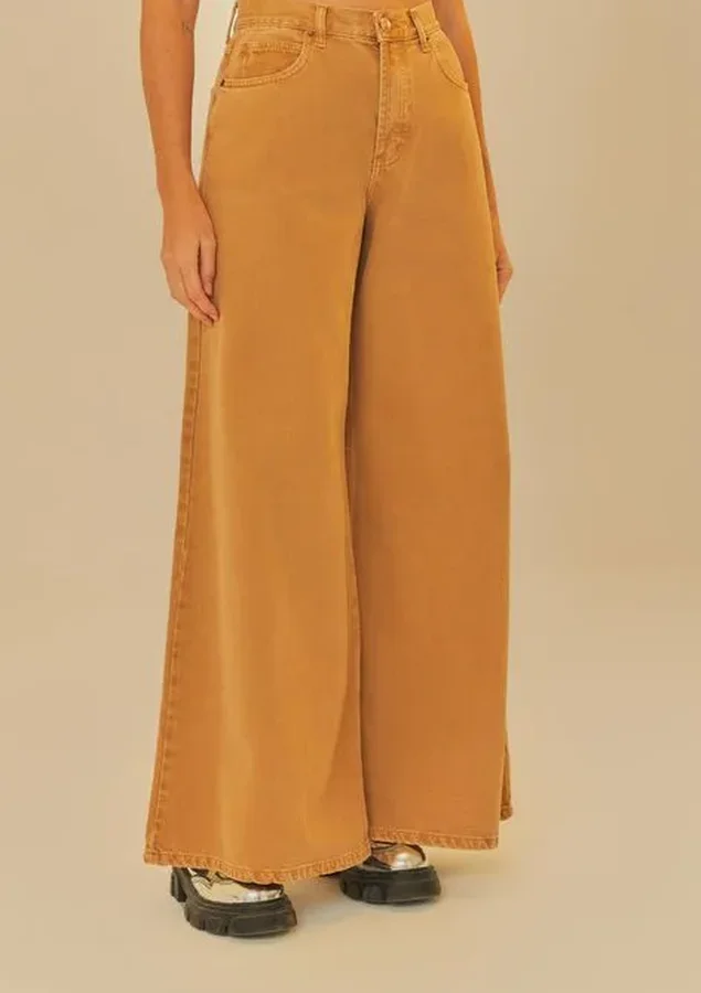 CALÇA SARJA LOOSE BISNE FARM MOSTARDA