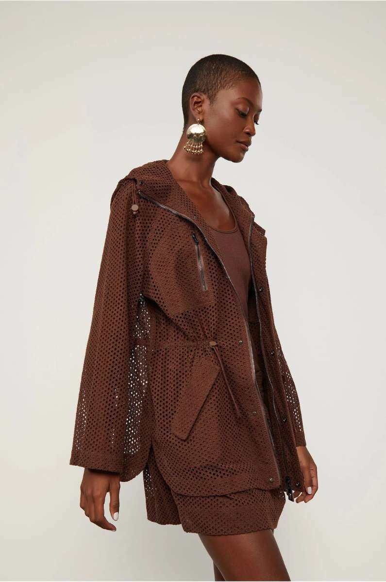 PARKA COM BOLSOS E CAPUZ BURROW MARROM ANIMALE