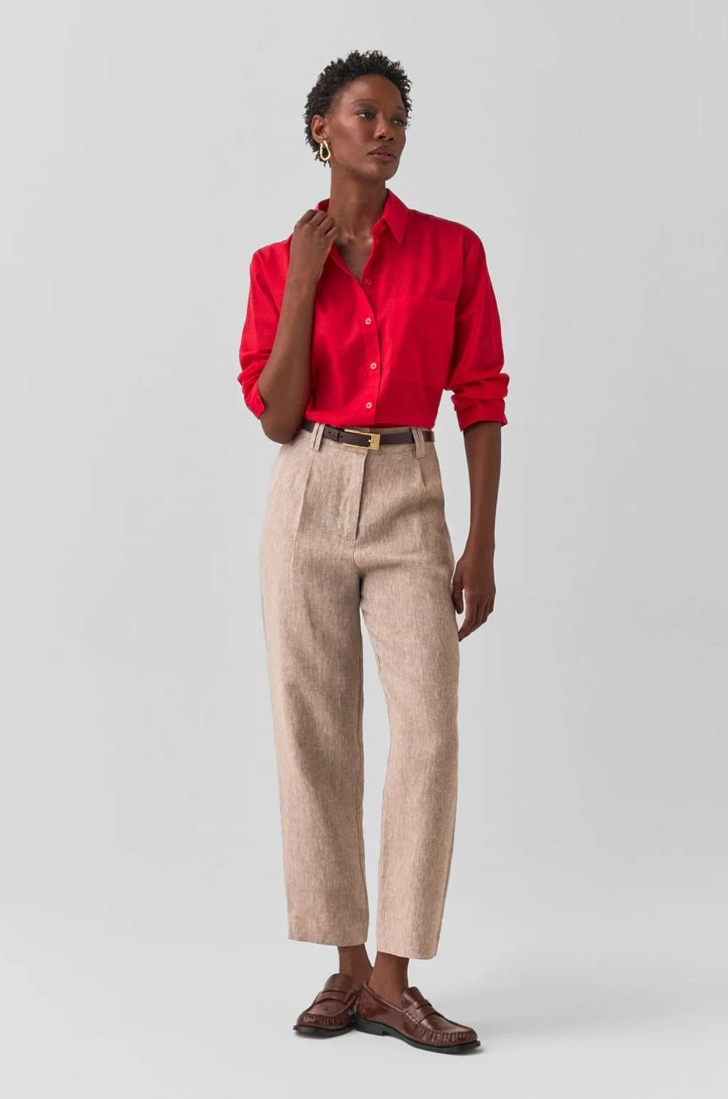 CAMISA VOIL RETA VERMELHO SHOULDER